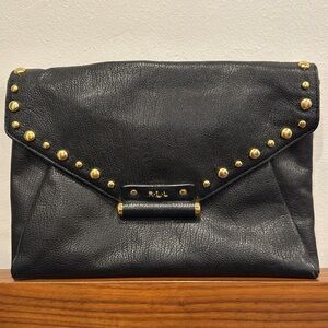 Ralph Lauren Black and Gold Clutch with Chain Strap